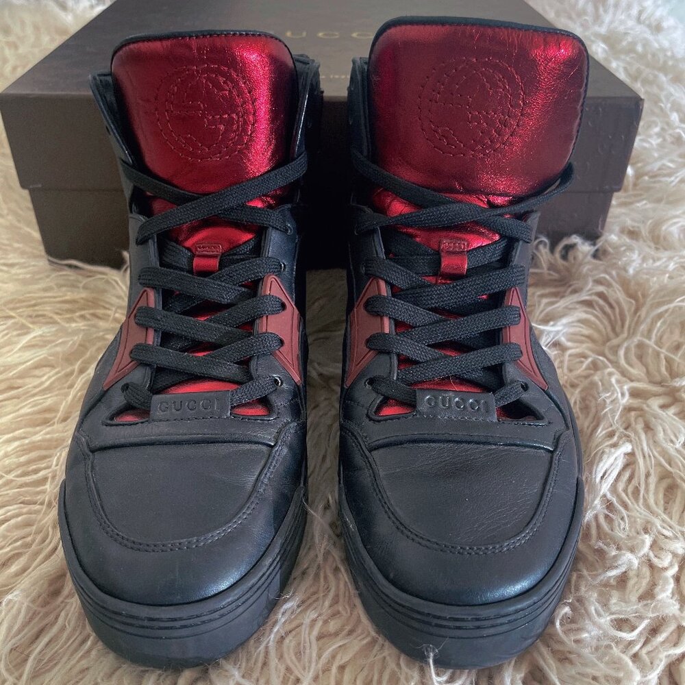 Gucci Nappa SIlk Sneaker - Nero/Vino - Size 40